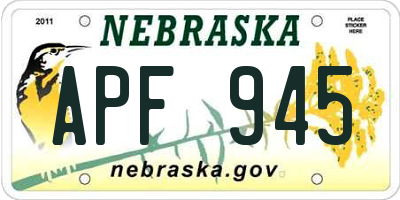 NE license plate APF945