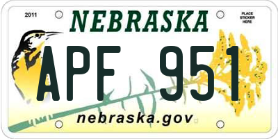NE license plate APF951