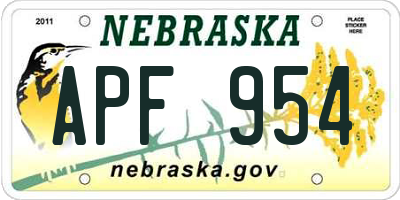 NE license plate APF954