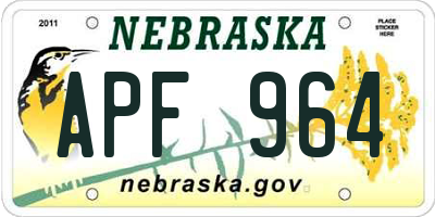 NE license plate APF964