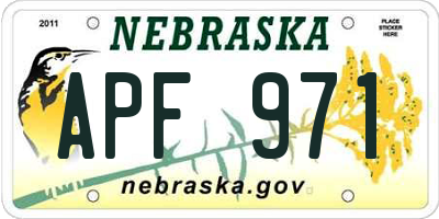 NE license plate APF971