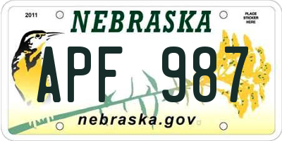 NE license plate APF987