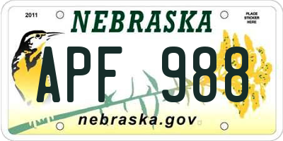 NE license plate APF988