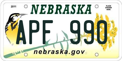 NE license plate APF990