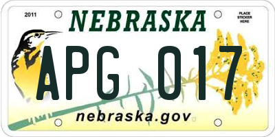 NE license plate APG017