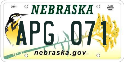 NE license plate APG071