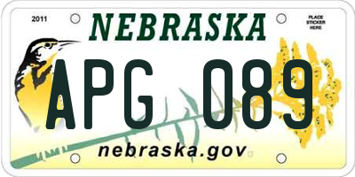 NE license plate APG089