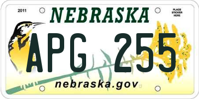 NE license plate APG255