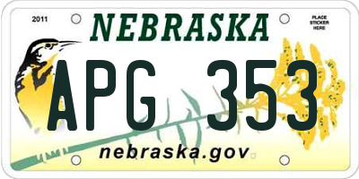 NE license plate APG353