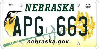 NE license plate APG663