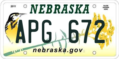 NE license plate APG672