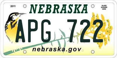 NE license plate APG722