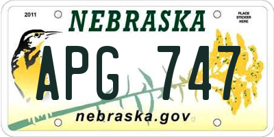 NE license plate APG747