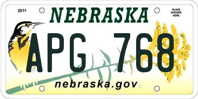 NE license plate APG768