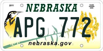 NE license plate APG772