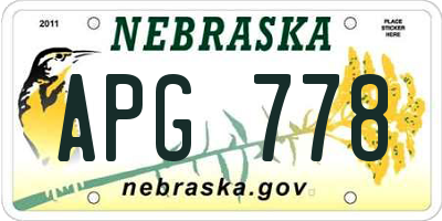 NE license plate APG778