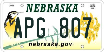 NE license plate APG807