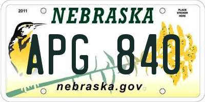 NE license plate APG840