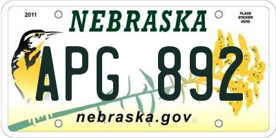 NE license plate APG892