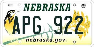 NE license plate APG922