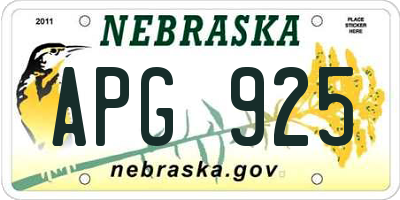 NE license plate APG925