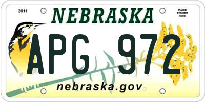 NE license plate APG972
