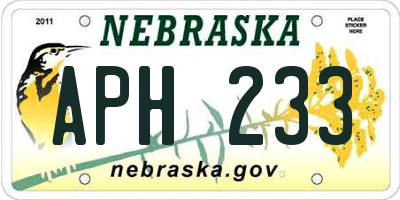 NE license plate APH233