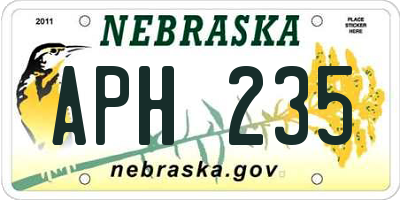NE license plate APH235