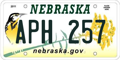 NE license plate APH257