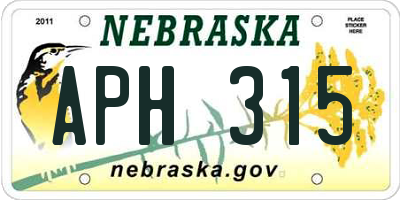 NE license plate APH315