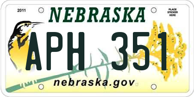 NE license plate APH351