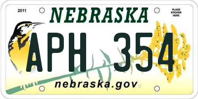 NE license plate APH354