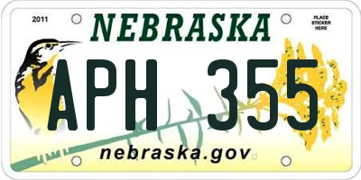 NE license plate APH355
