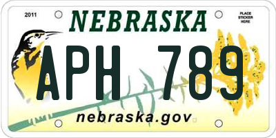 NE license plate APH789