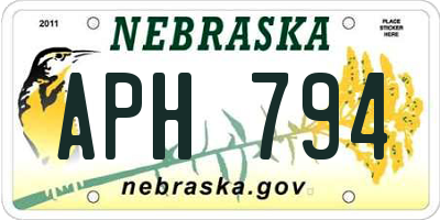 NE license plate APH794