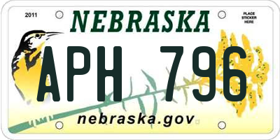 NE license plate APH796