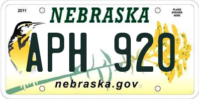 NE license plate APH920