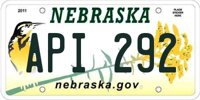 NE license plate API292
