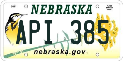 NE license plate API385