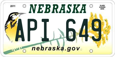 NE license plate API649