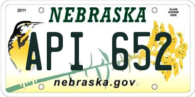 NE license plate API652