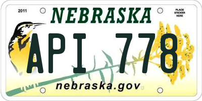 NE license plate API778