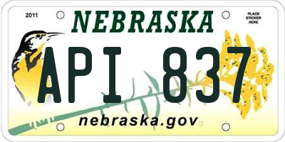 NE license plate API837