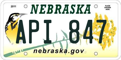 NE license plate API847