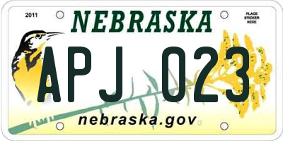 NE license plate APJ023