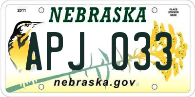 NE license plate APJ033