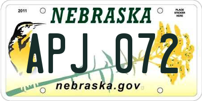 NE license plate APJ072