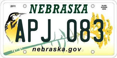 NE license plate APJ083