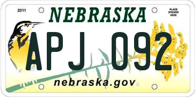 NE license plate APJ092