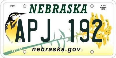 NE license plate APJ192